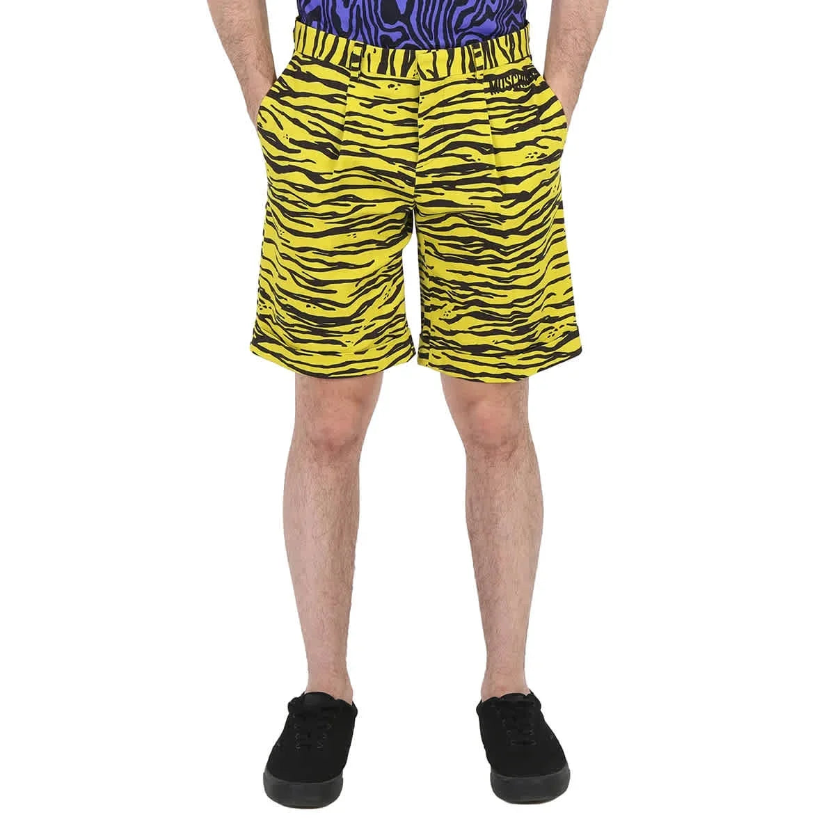 Printed Shorts, Stretch Men's Size Yellow 29") Brand Cotton Moschino 44 (Waist Size