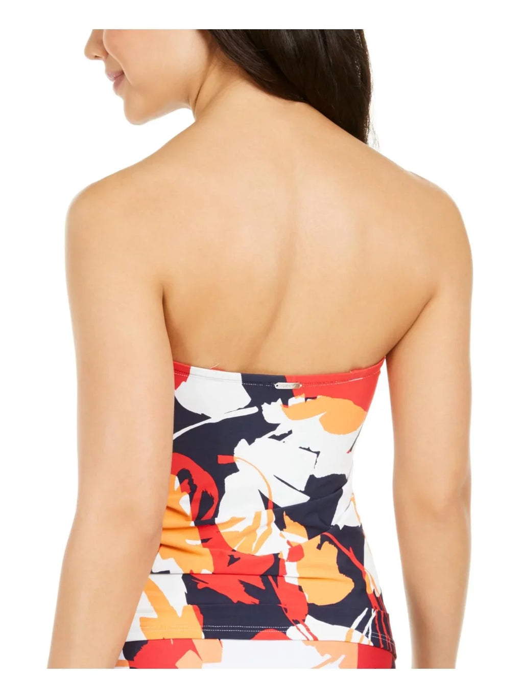 FLORAL X-Small Tie-Front DKNY Strapless NAVY Printed US HERITAGE Top, Tankini