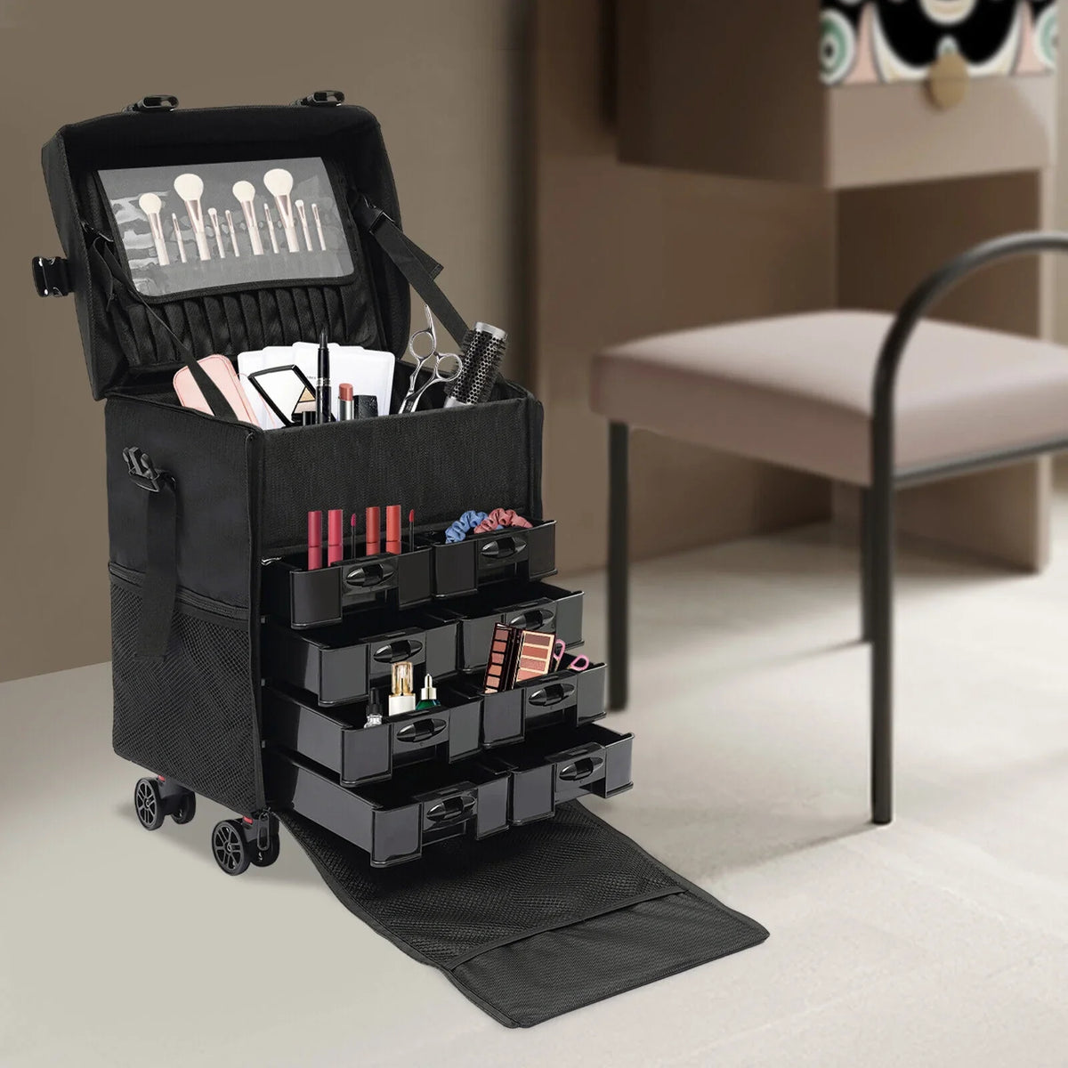 Case Storage Modern Rolling Makeup PRO Train Makeup Cosmetic Trolley