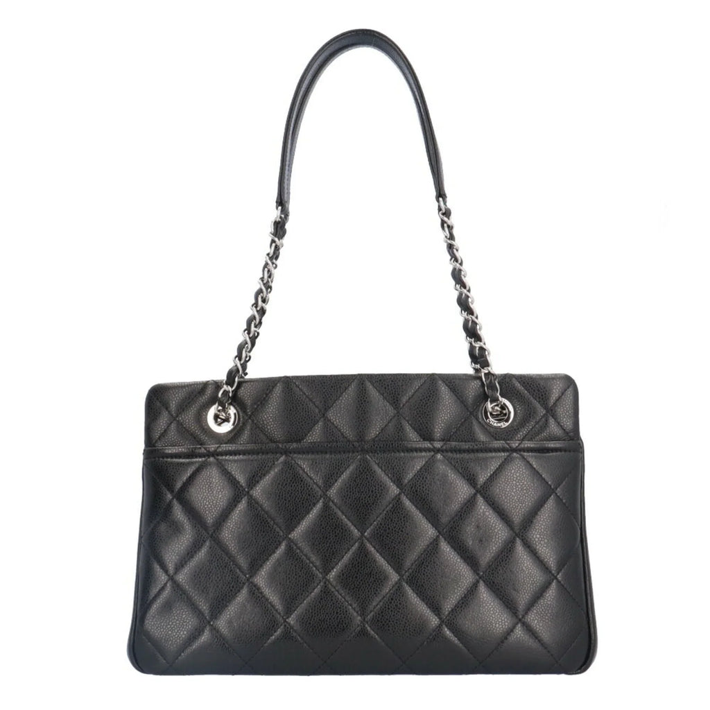 Shoulder Caviar Bag BRB10010000013230 Black Matelasse Pre-Owned A67294 (Good) Skin CHANEL Chain Cocomark Women's