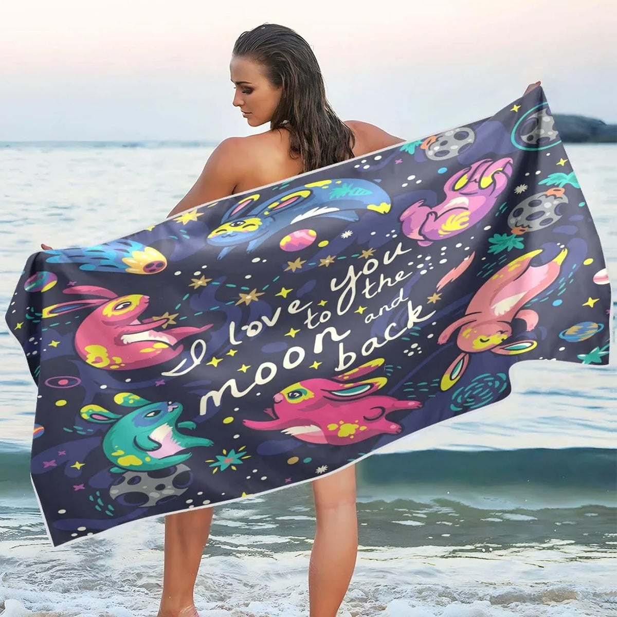 Quick Towel Camping Flying for Absorbent Rabbit Bestwell Holiday（596） Super Cute Towels Compact Swimming Towel Dry - Oversized Travel Lightweight Beach -