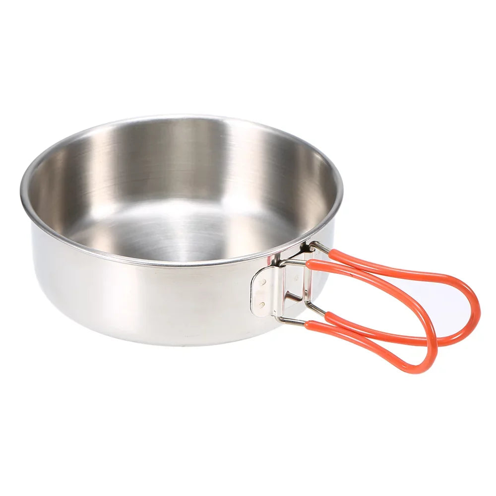 Cookware Steel Set, Tableware and Portable Lixada Mess Stainless Folding Cooking Backpacking Wood Pan Stove Kit, Set Picnics for Pot Camping