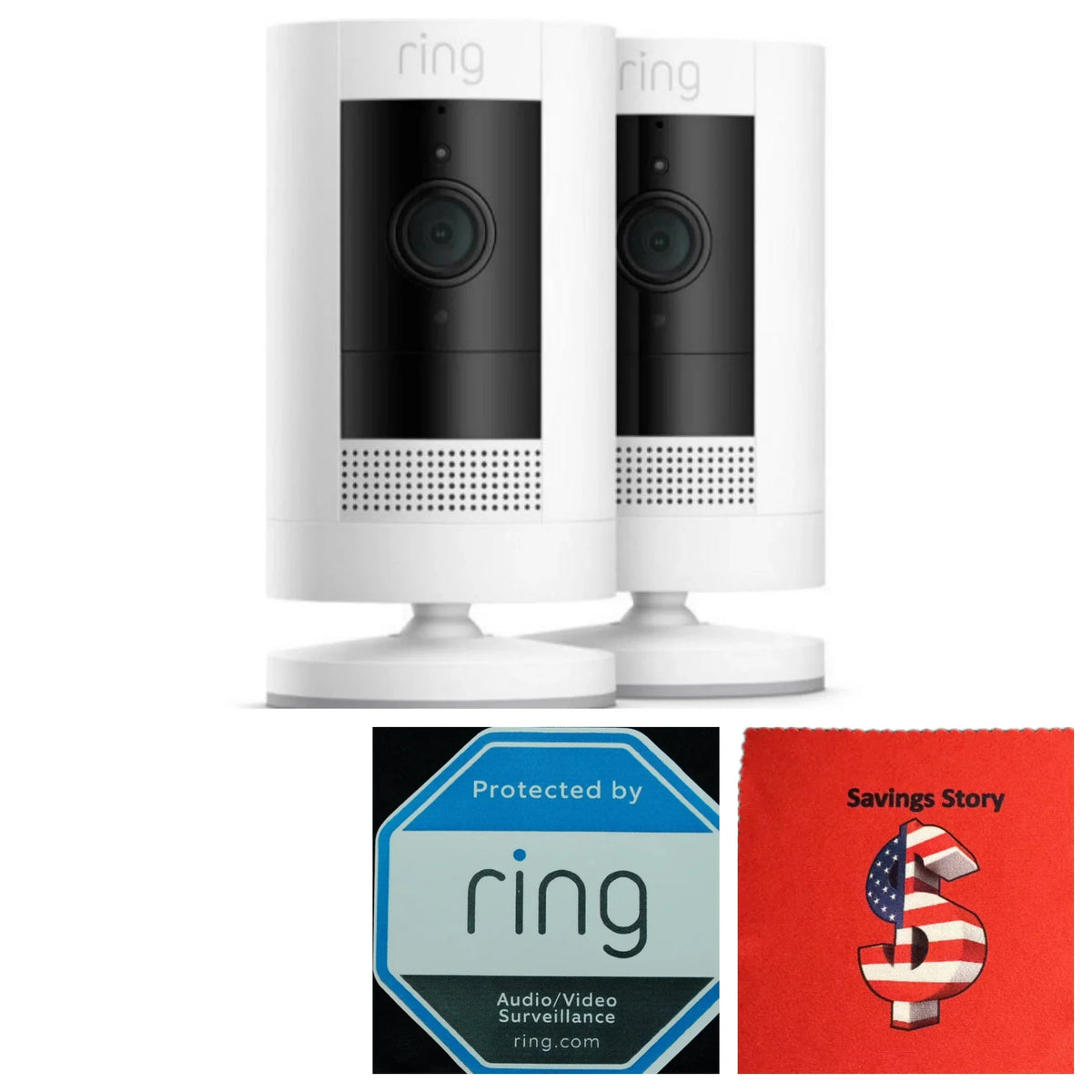 Cloth, Story Battery Stick-up Security Ring_Video Camera Wireless HD, Cleaning Bundle 2-Pack Savings Wi-fi, Home with