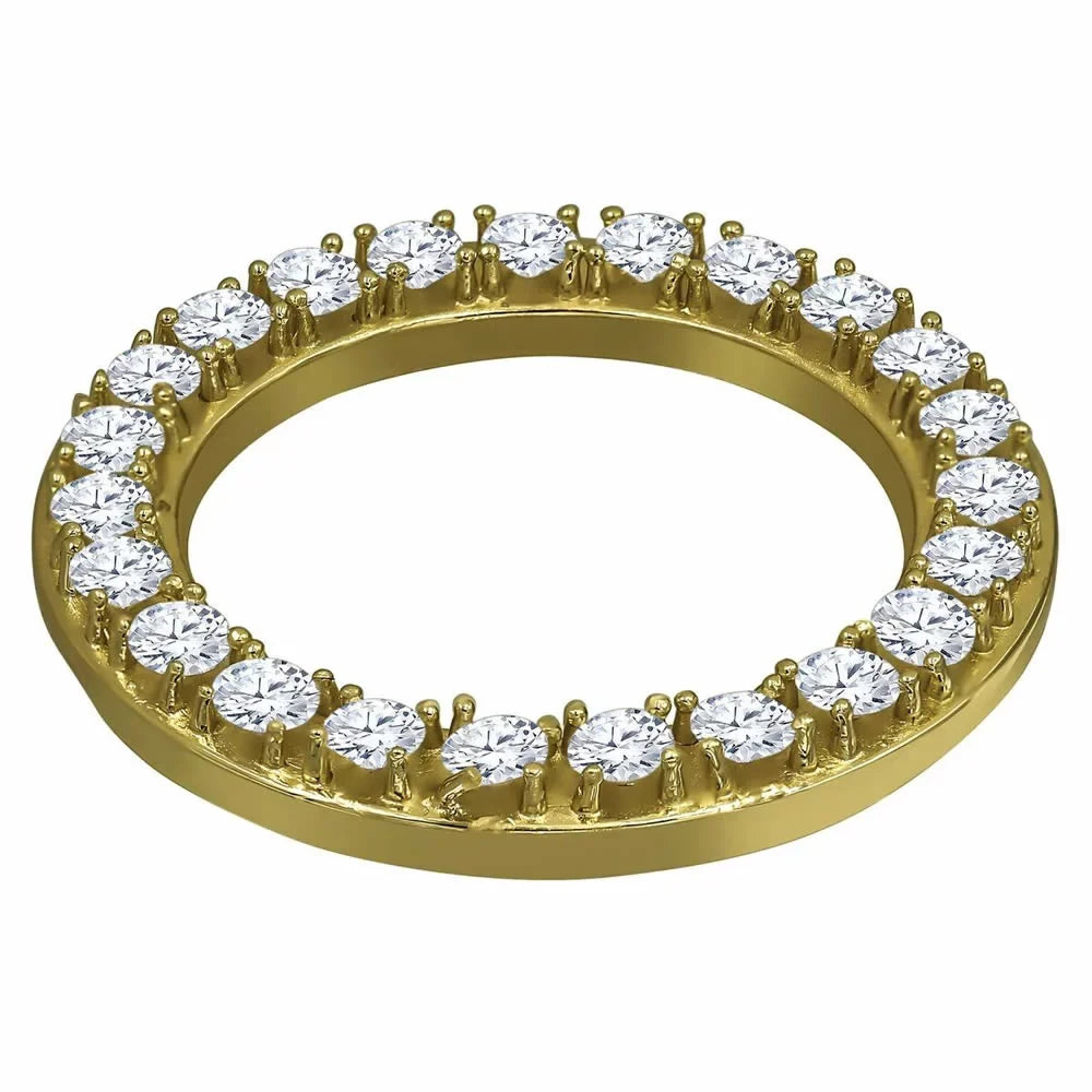 Insert Watch 14K Gold Custom Case Stainless Rolex Bezel Yellow Diamonds Steel Solid 32mm Simulated Finish Cover