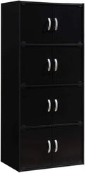 Duty Modern Multipurpose with Shelf Wooden Floor Mount Bookcase Storage 8 4 Black Heavy HID44 Hardware, Door Cabinet Installation