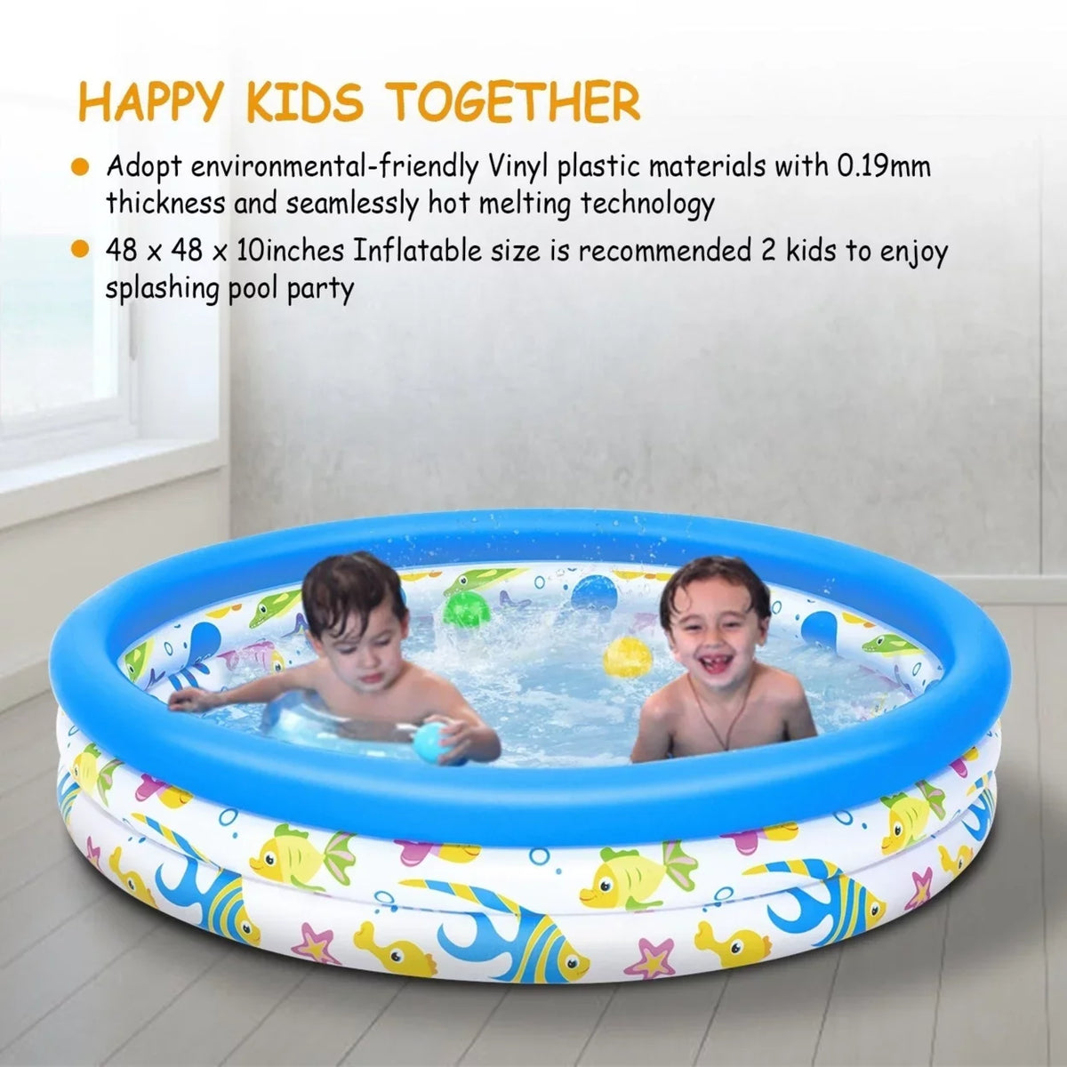 Pool Family Ball Inflatable For Swim Pool Kids 2 Pool Center 48x10In Foldable Swimming Blow Up