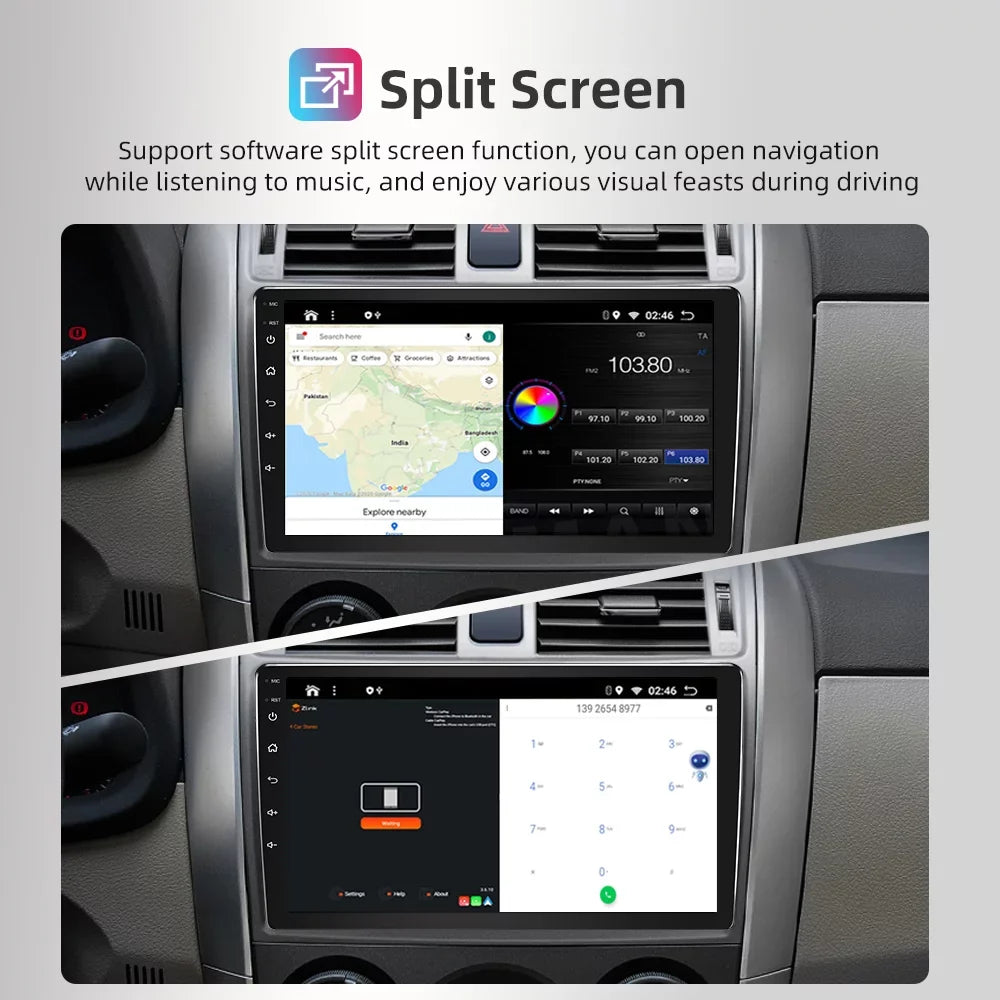 Inch Car Stereo 2+32G For Auto Bluetooth Android Toyota Support Radio, with Screen Link WiFi GPS Sienna Car Radio CarPlay Android 2011-2014 Mirror Roinvou Wireless Touch 9