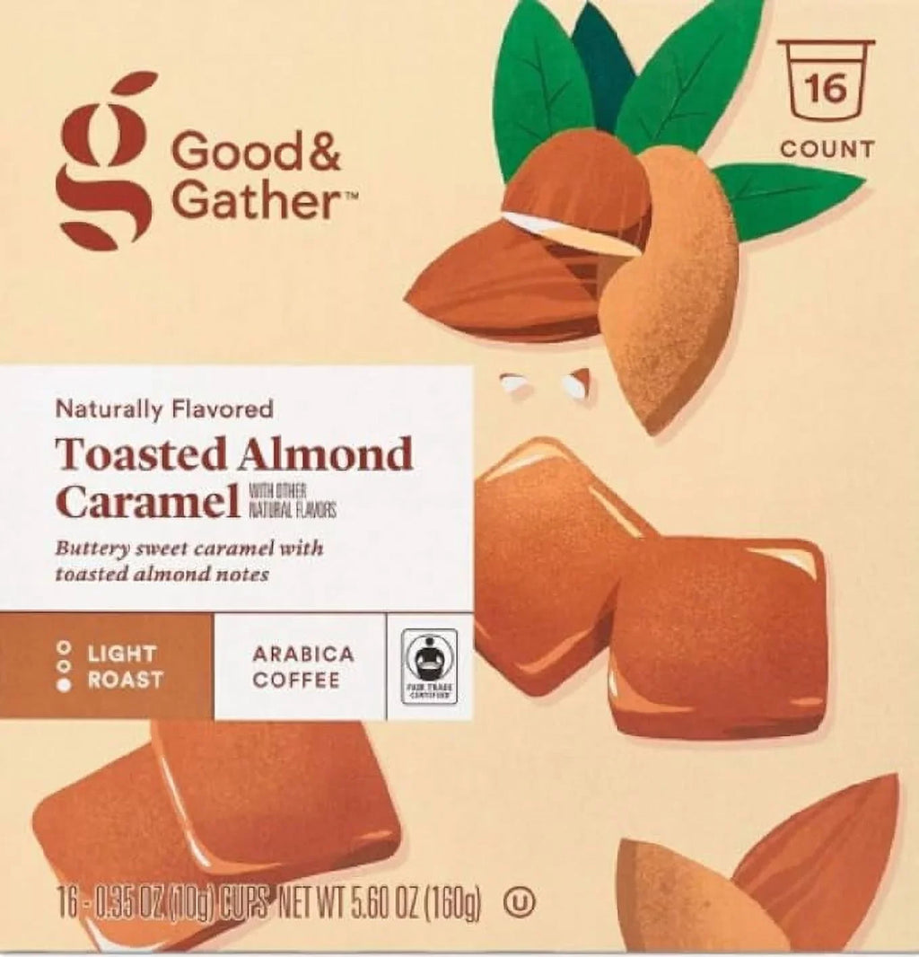Almond Bean Gather Pods 4 Bundle Flavors Caramel, 4) Count(Pack Naturally and Cinnamon Serve and Fair Coffee Brulee of Single Good of Vanilla Toasted Certified,16 Trade Salted Carmel Flavored Vanilla,