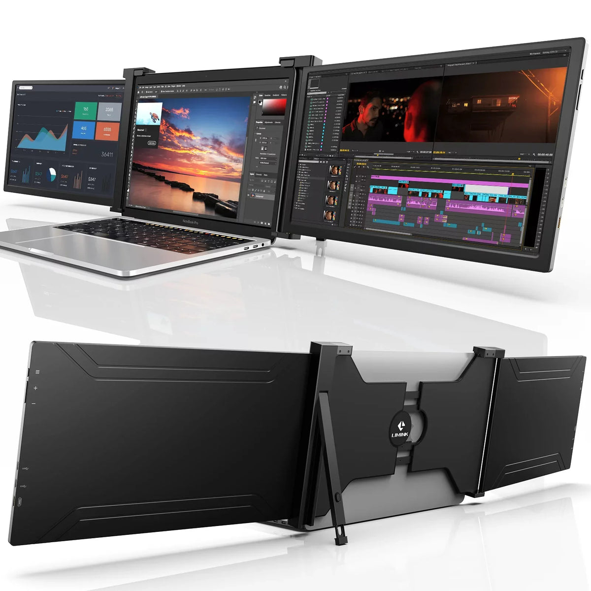 LIMINK Screen Monitor Dual Display Extender for Laptop Monitor Portable Triple S20,15.4"