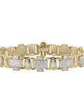 4.5ct 8" Yellow Cross Link Diamond Genuine Statement Bracelet Gold Men's 10K Pave