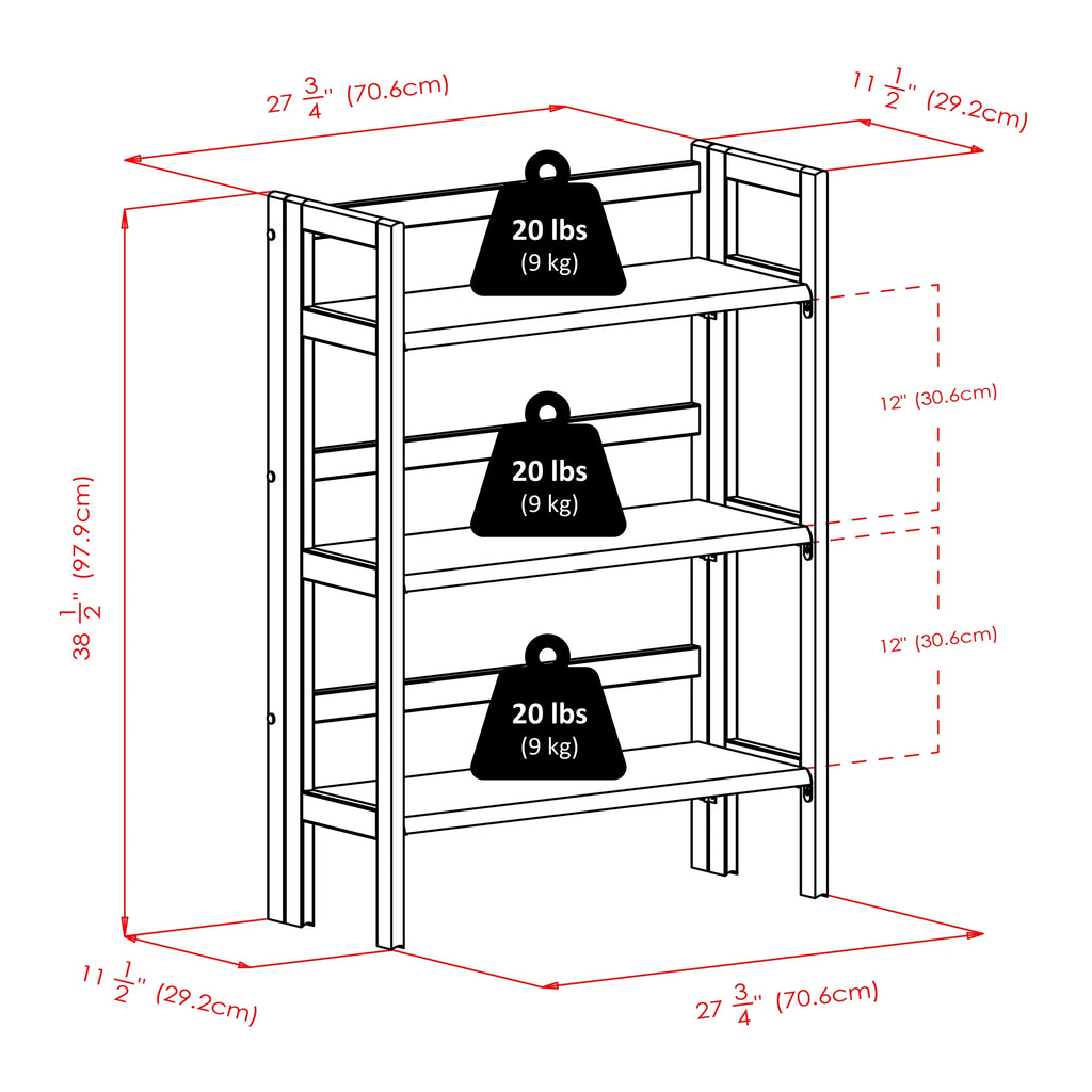 Foldable Winsome Wood Walnut Terry Stackable, Shelf, 3-Tier Finish