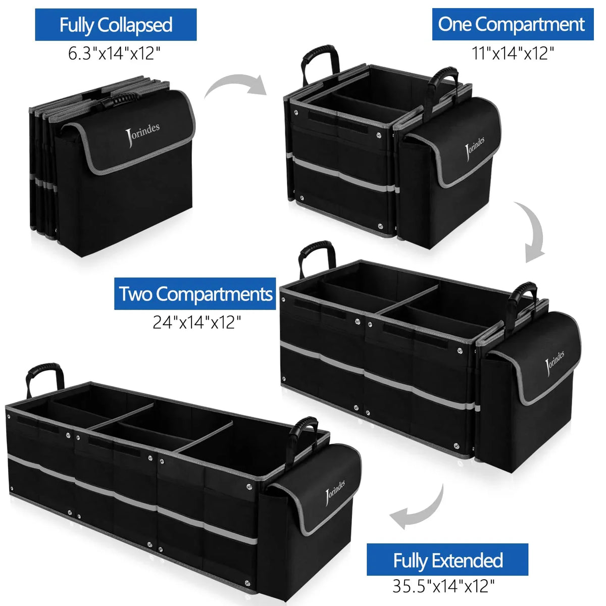 Suv, proof Leak Cooler Car Waterproof Sedan, 3 Compartments Truck,Van with Organizer Suitable for Insulated Trunk Vehicle Organizer for Bag, Collapsible Car