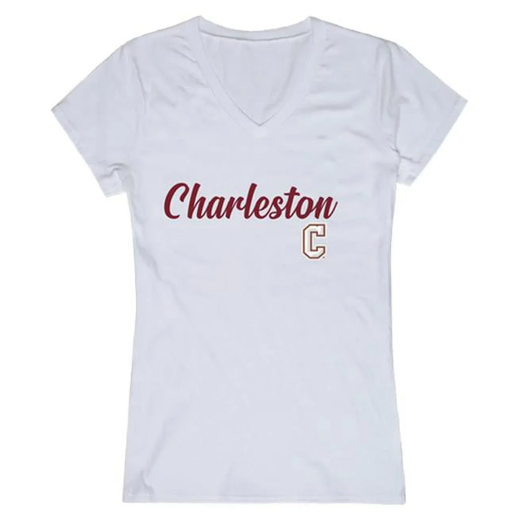 Large T-Shirt, Charleston Womens Extra - of White Script College