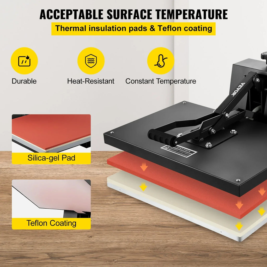 1700W to Heat TShirt Industrial Power, Vinyl, Press Press for Easy Digital and Sublimation Black 16x24 Use VEVOR Machine Heat Heat Printer Transfer