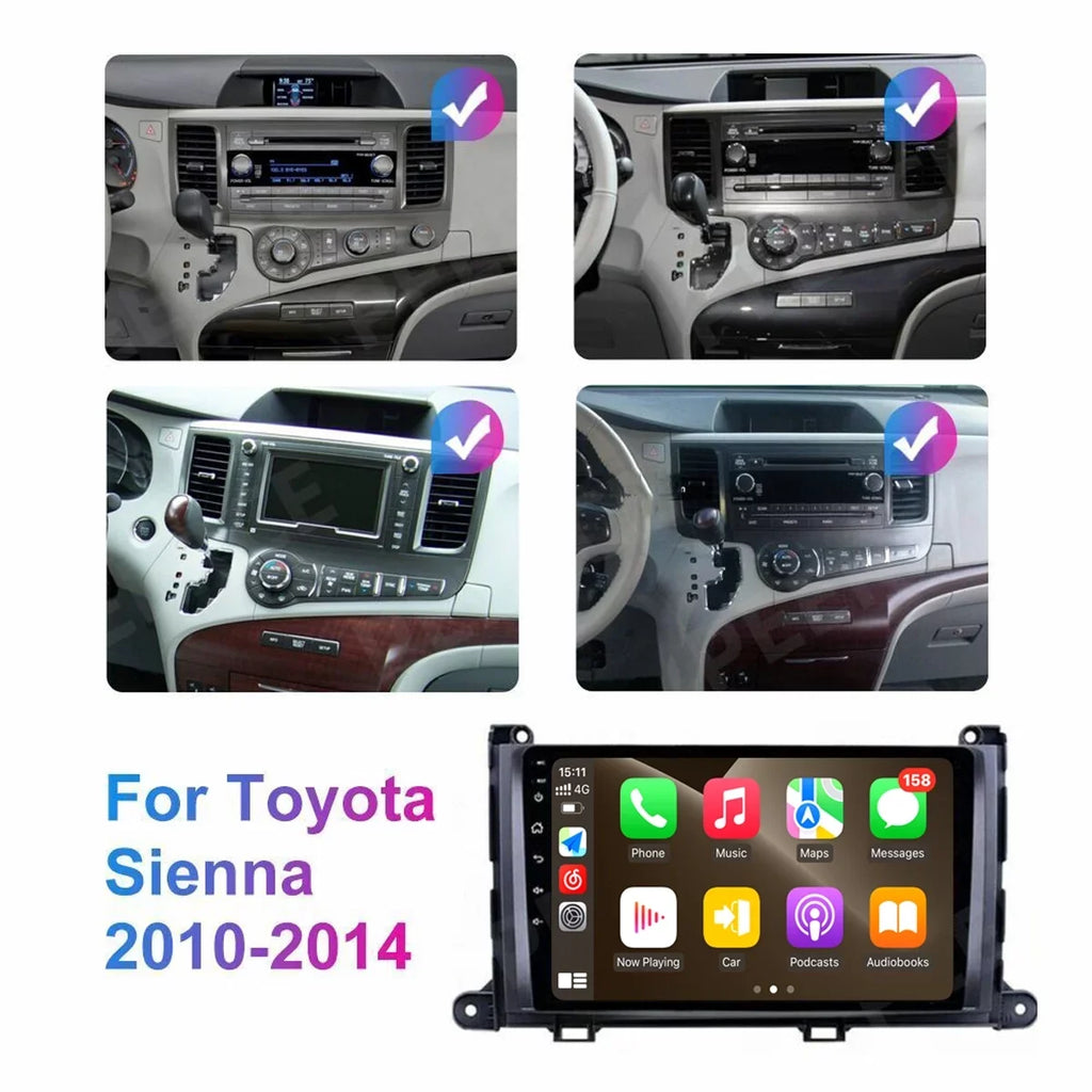 Inch Car Stereo 2+32G For Auto Bluetooth Android Toyota Support Radio, with Screen Link WiFi GPS Sienna Car Radio CarPlay Android 2011-2014 Mirror Roinvou Wireless Touch 9