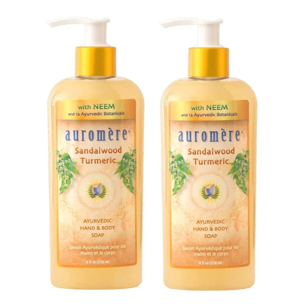And Free, (Pack Turmeric Sandalwood Oil, Cruelty Neem Coconut Auromere - Liquid Of Non 2). Gluten-Free With Paraben-Free, Natural, Vegan, - Soap, 8Oz Gmo, Ayurvedic