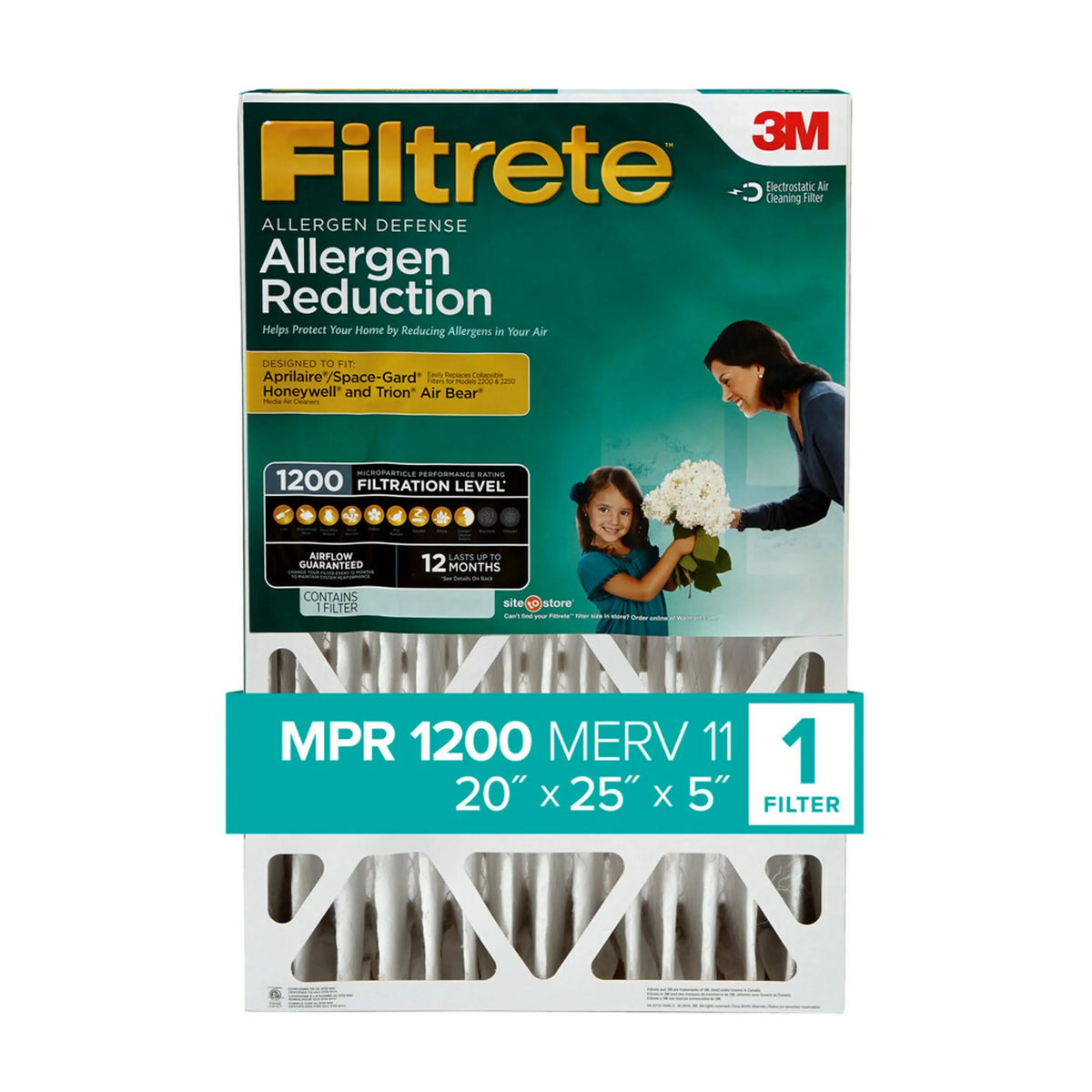 MERV 1 1200 Air Deep Filter, Pleat, Filter 11, MPR Filtrete 20x25x5 Reduction Allergen