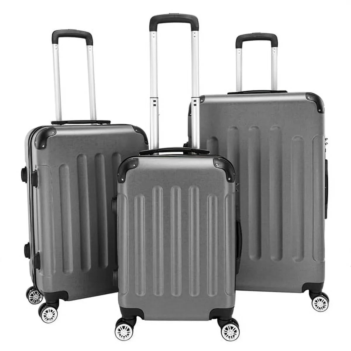 28" 20" - Trolley Case Gray 3-in-1 / Portable Travel Lightweight / Set ABS 24" Suitcase Dark
