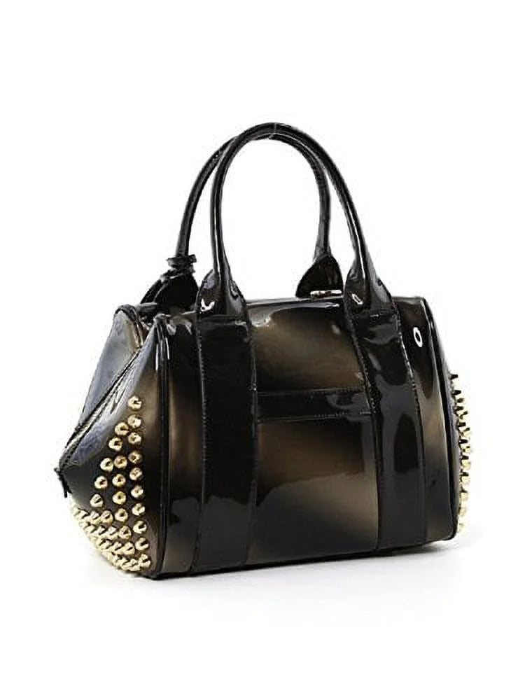 Women's Patent Studs Satchel Boutique Leather with 2Chique Side
