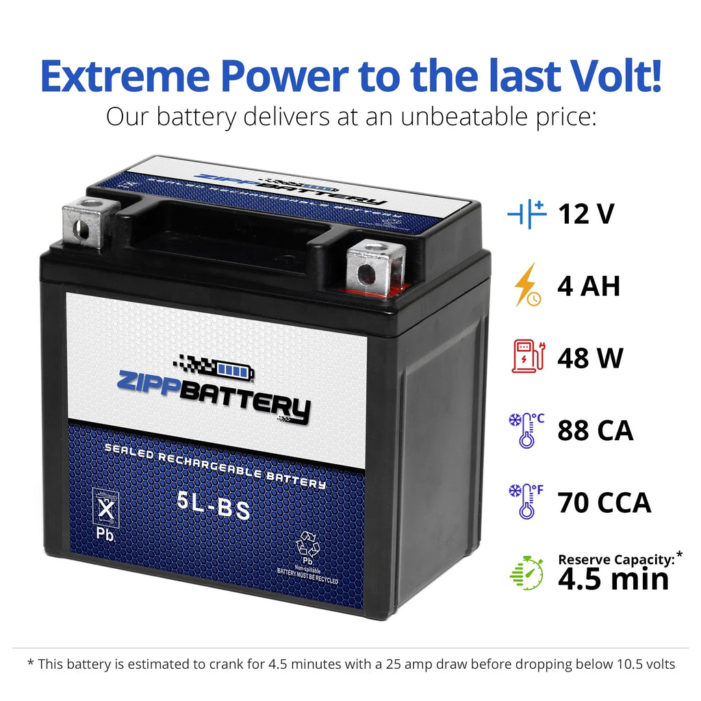Battery 06-'17 Ytx5L-Bs Zipp Battery Honda Motorcycle 150Cc Crf150F For