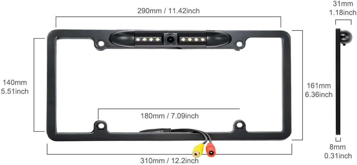 Black License Plate Rearview KW-M150BT Camera Backup for JVC KWM150BT Frame