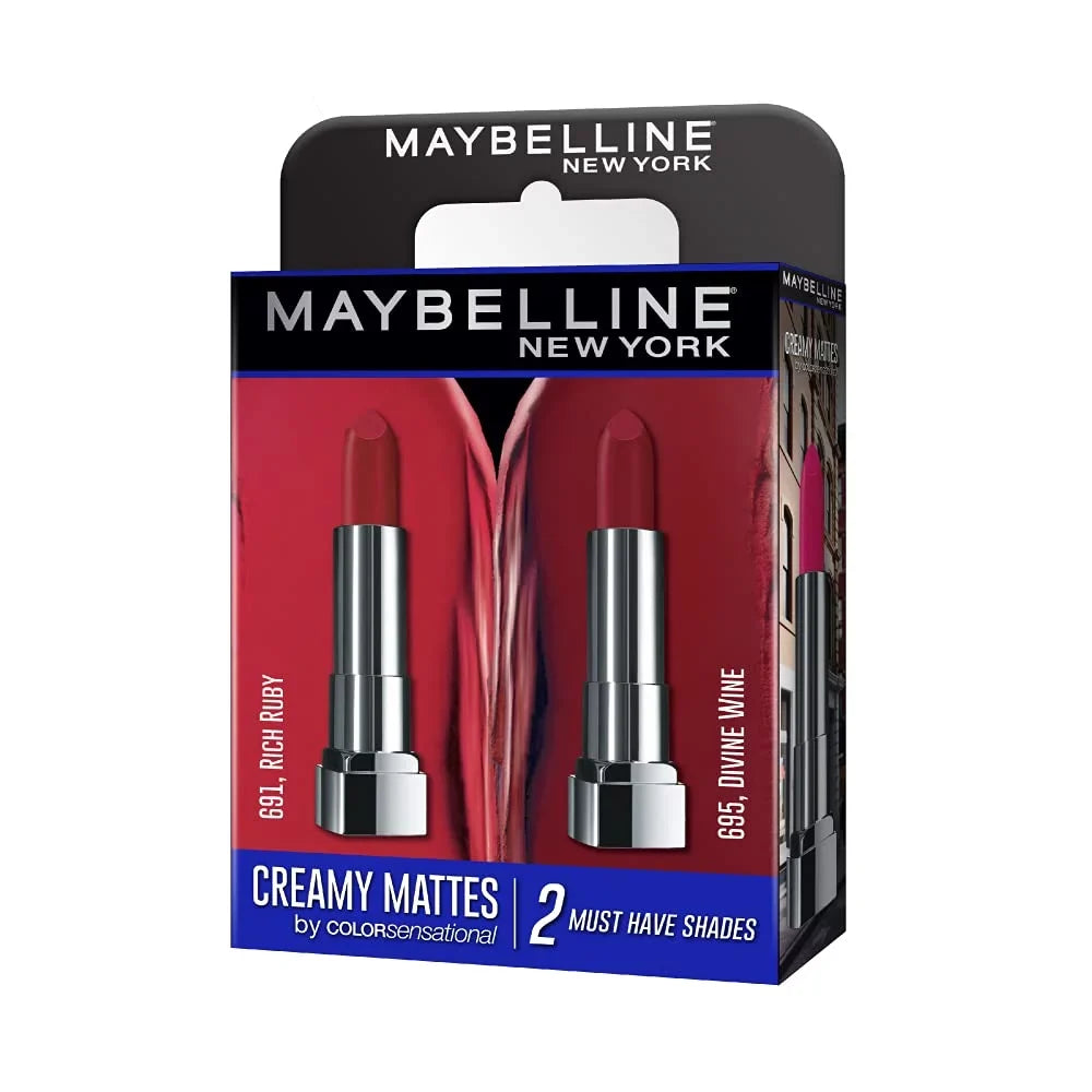 Ruby (Pack Maybelline Matte Lipstick, Divine Finish, of & Rich 2) Creamy Wine - Matte