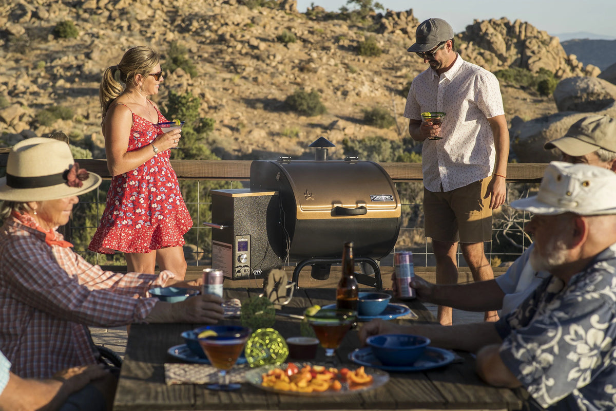Ash Feature, Cleanout PID Patented Controller Camp Grill Pellet Bronze with PG24STXB Smoke Smoker - Chef 10 Settings, Temperature