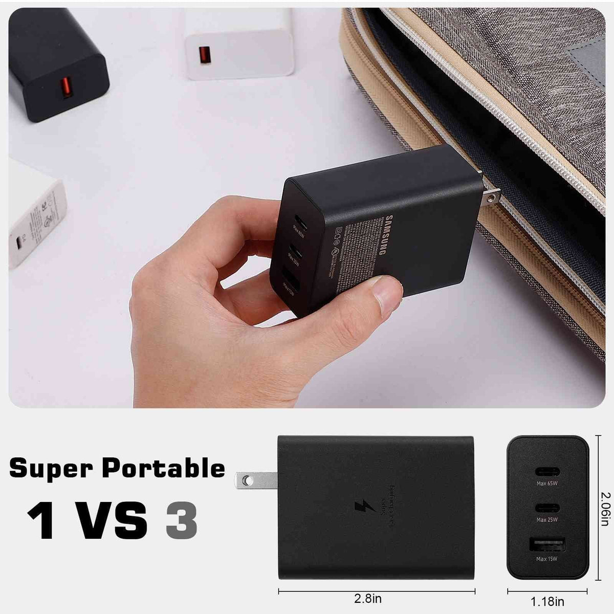 Laptops, LTE/Z2 USB High-Speed Travel USB-C Charging Ports - & Dual MacBook 65W Compact/Z2 iPhone, Fast Xperia Phones - Wi-Fi Pixel, Tablet Google for 3 Z3v/Z3/Z3 Galaxy, Charger Samsung Tablet with