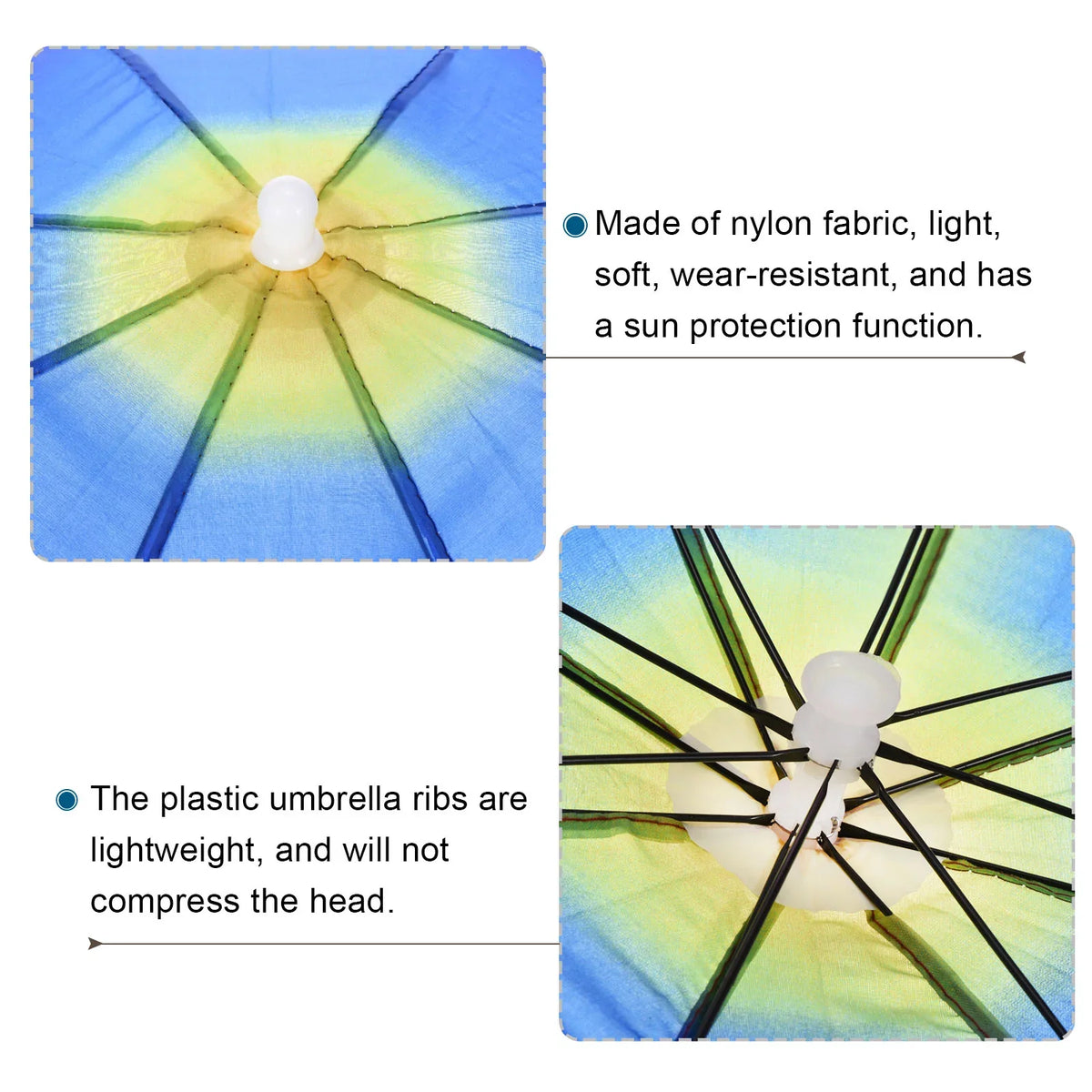 Uxcell Pack Umbrella Color Folding Head Rain Cap Fishing 20" Umbrella Rainbow Sun Hat 4