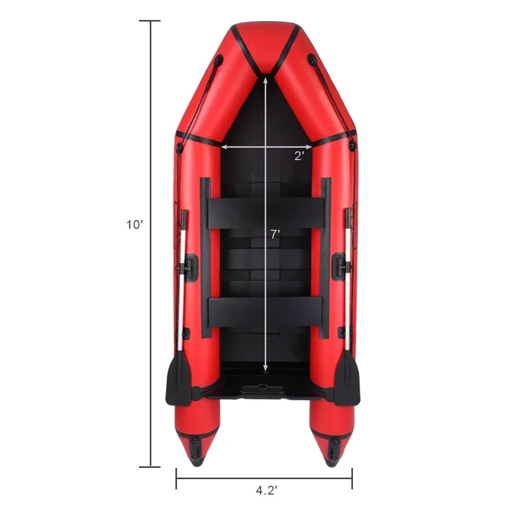 Inflatable Red Fishing Campingsurvivals PVC Boat 10ft Assault