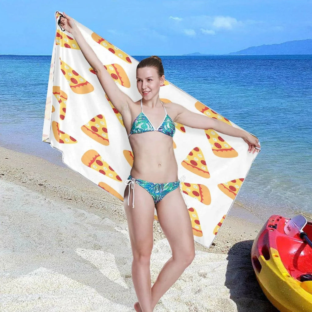 Lightweight Beach - Holiday Slices Towel Absorbent Bestwell Compact Pizza Dry Towels Swimming Super - for Towel Quick Camping （573） Oversized Travel