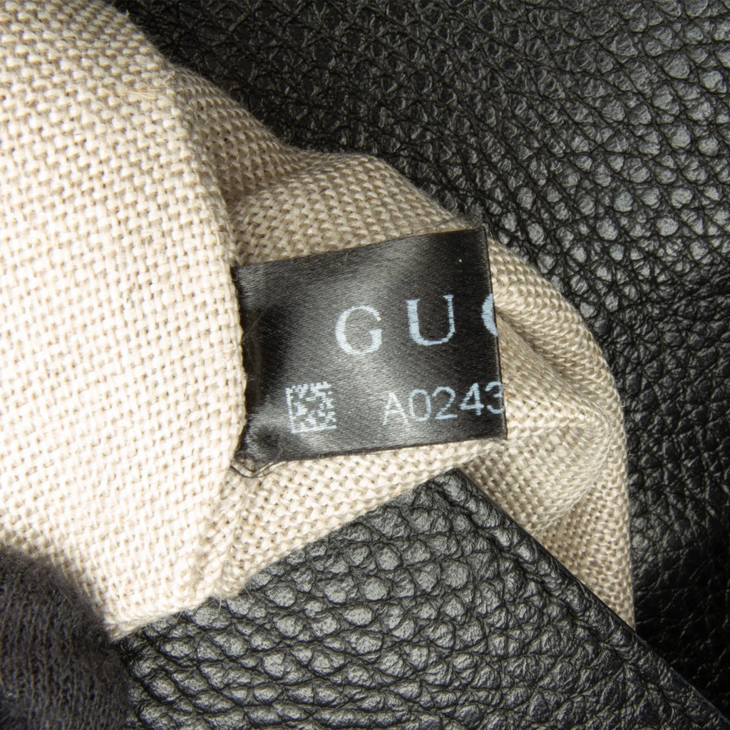 (Good) Authenticated G Leather Dollar Interlocking Crossbody Unisex Calf Gucci Medium Pre-Owned Bag Black