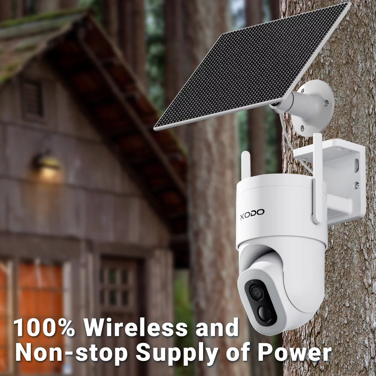 Home System, Audio, Pan-Tilt Camera Cam Night Security for Detection, 2K 360° XODO – Outdoor Color View Wireless Motion Solar Vision, Remote 3MP App Cloud/SD 2-Way Siren, with Floodlight E15
