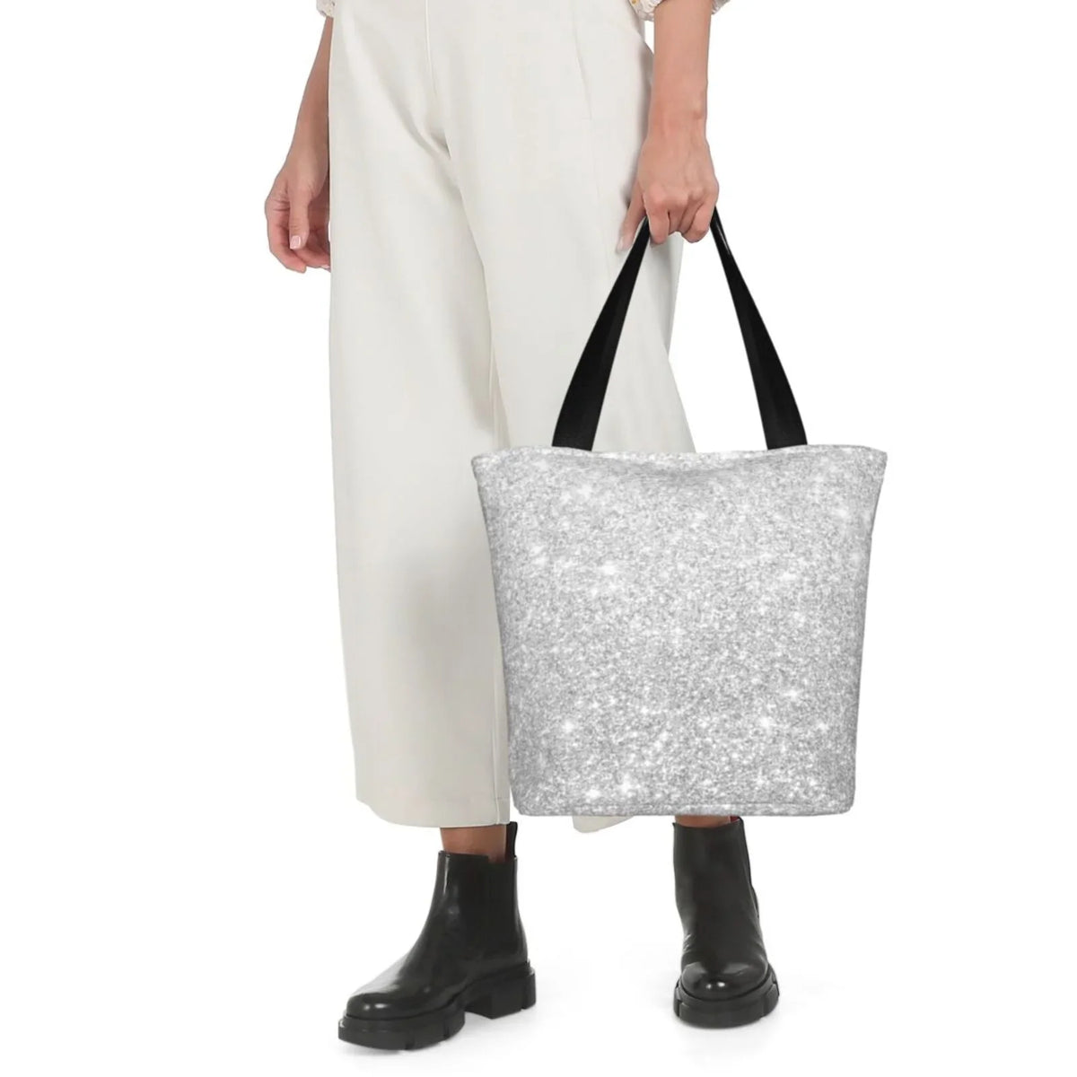 Glitter Women Handbag Tote Bag Bingfone Silver Casual Shoulder Shopping Ladies Bags