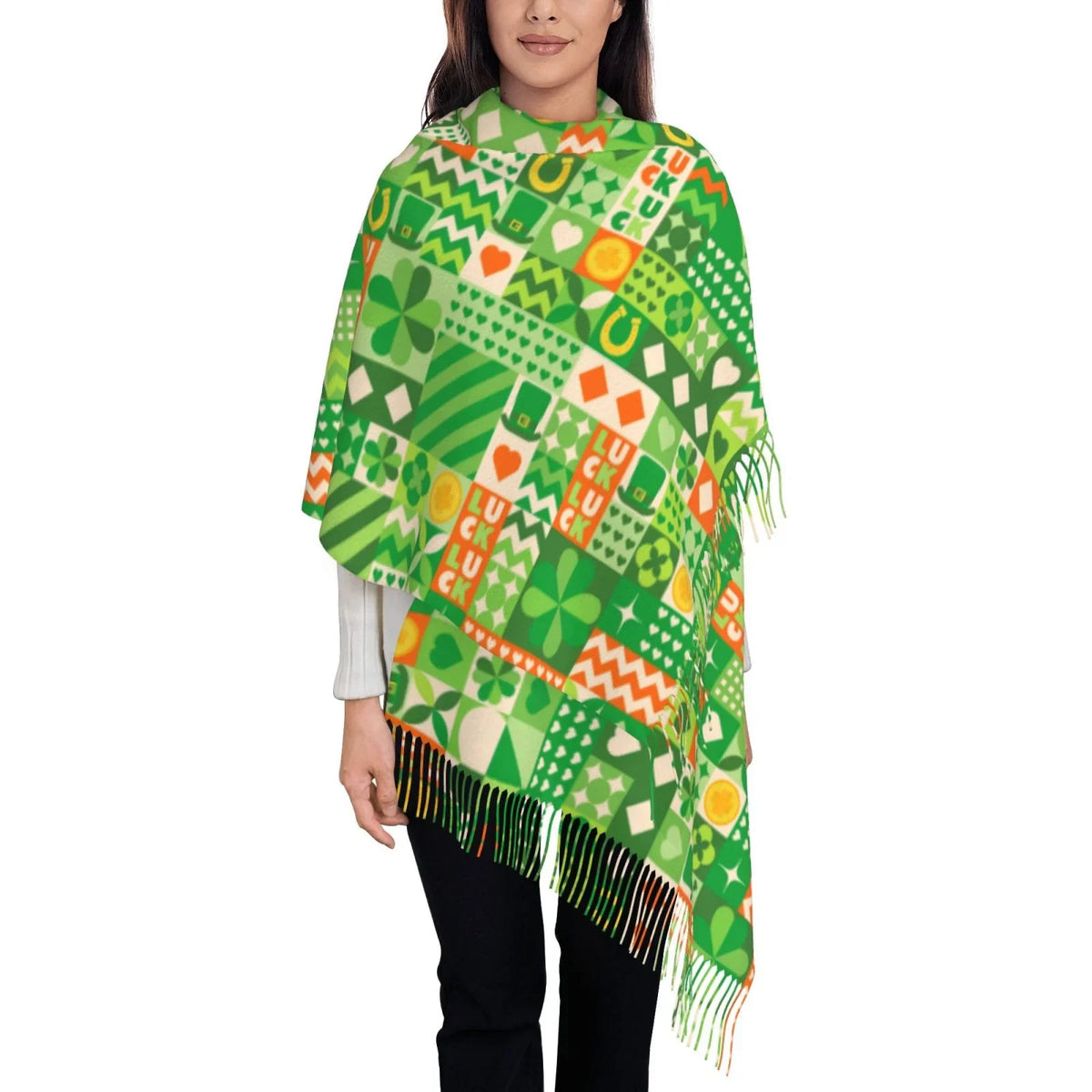 Warm Art Soft Cashmere Wrap Shawl Feel Print For Large Women Bingfone Elegant Patrick's St Day6 Scarf Scarves Gifts- Winter