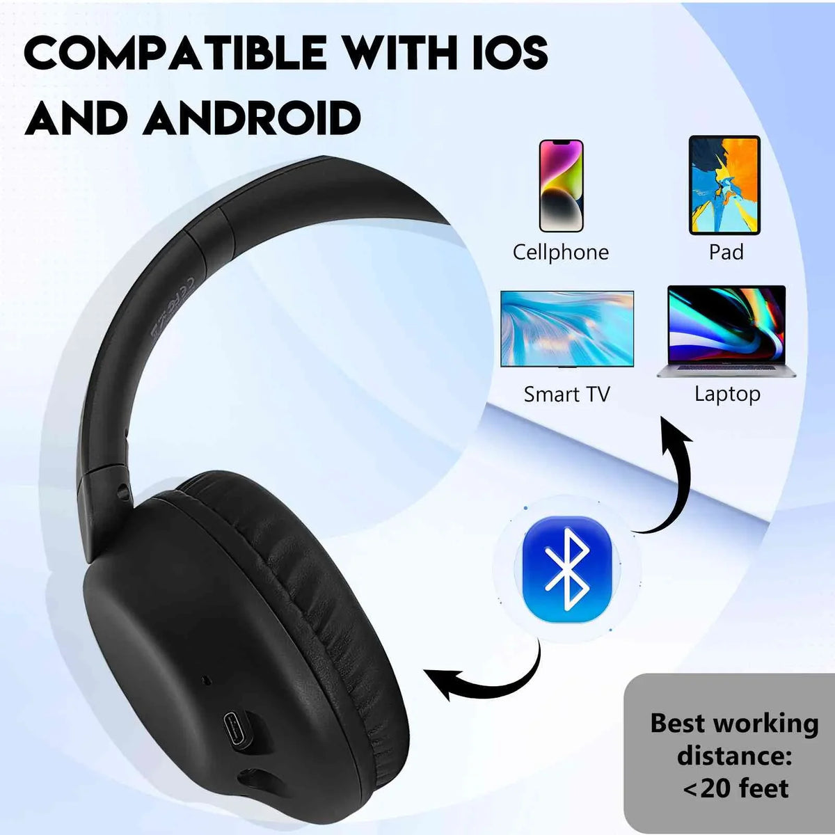 with Stereo UX991 Resolution Bluetooth HTC Over Mic Support Desire Wireless Superior phone Call Ear High Audio Deep Headphones 20+ for UrbanX Comfort The Bass Earphones