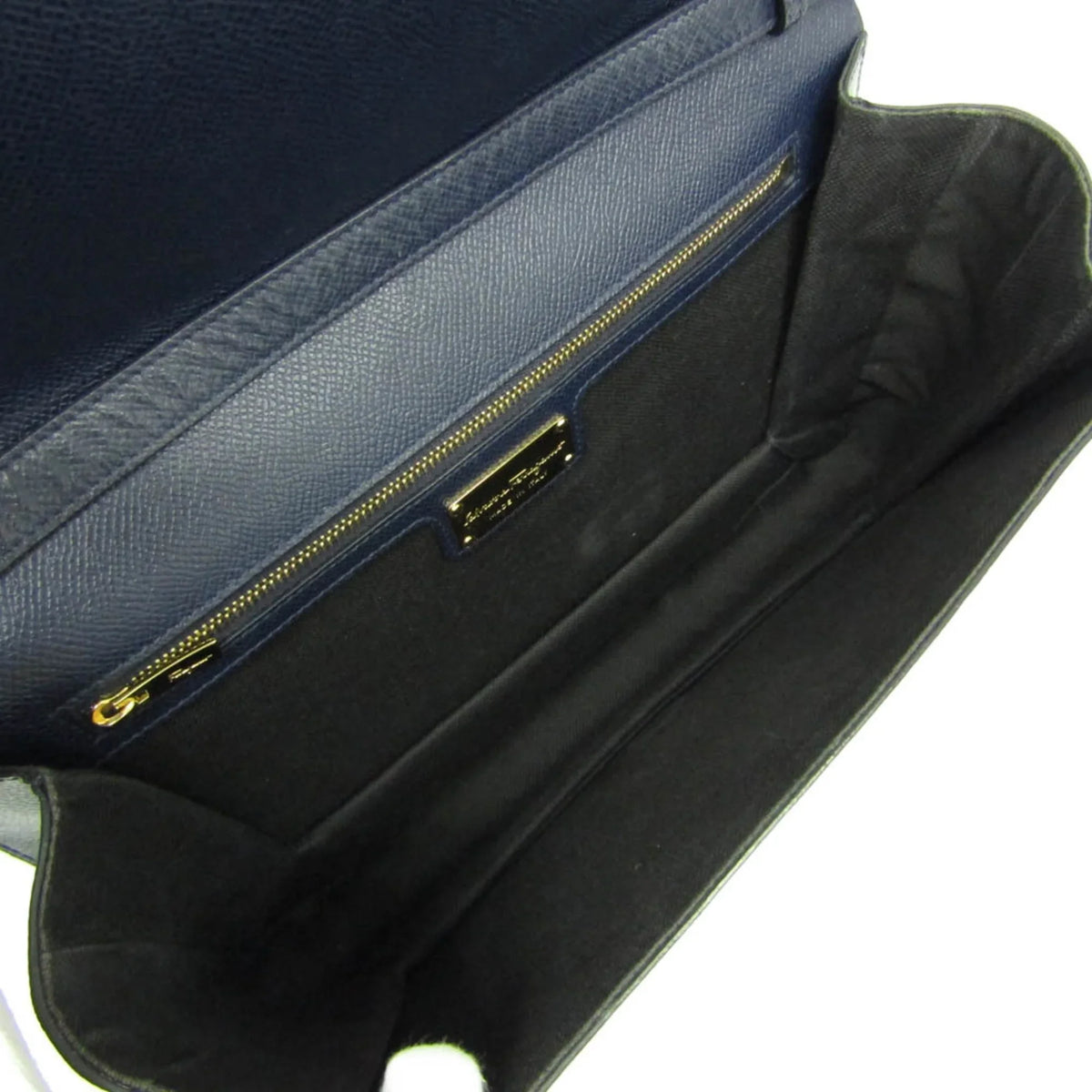 Bag Ferragamo 0011 Navy (Good) AU-21 Vara Shoulder Salvatore Leather Pre-Owned Women's
