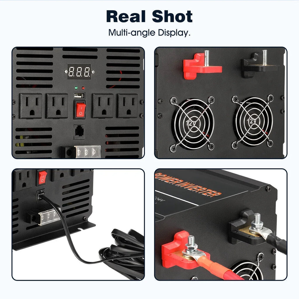 DC Sine 12V Car Power Inverter Pure 7000W Car To RV Converter LCD Solar AC 120V Wave