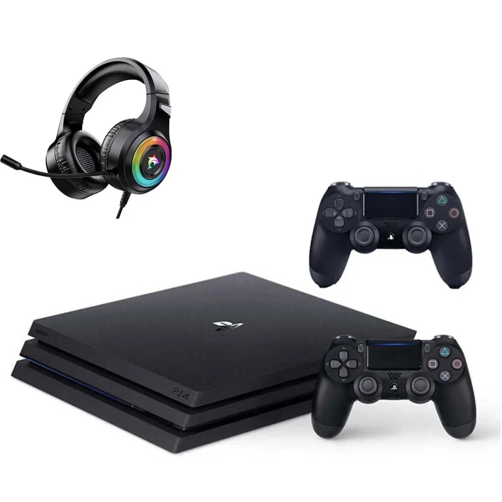New) Gaming Included BOLT Like (Refurbished: PlayStation Bundle Pre-Owned Controller Console Black Sony AXTION 2 4 1TB with Pro