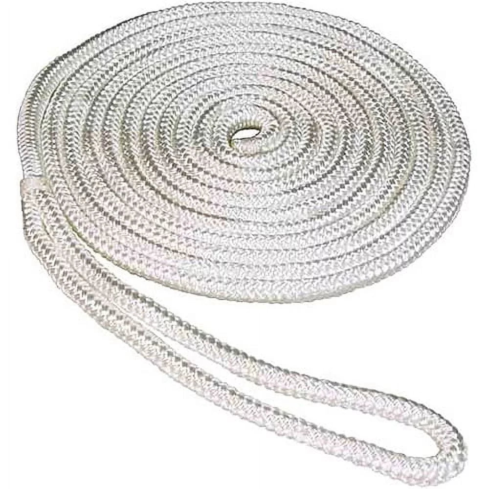 SeaSense 10" Double Braid Nylon x Eye, 3/8" Dock 20', White Line,