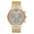 Mesh Gold Face Case, Dial 3640052 43MM Ion-Plated Movado Steel Band Grey Watch Yellow