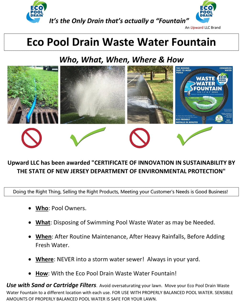 & Waste #400 1.5" with Backwash Water Swimming Pool Cartridge Hose for Fountain Sand Pools Filtered Kit Hose