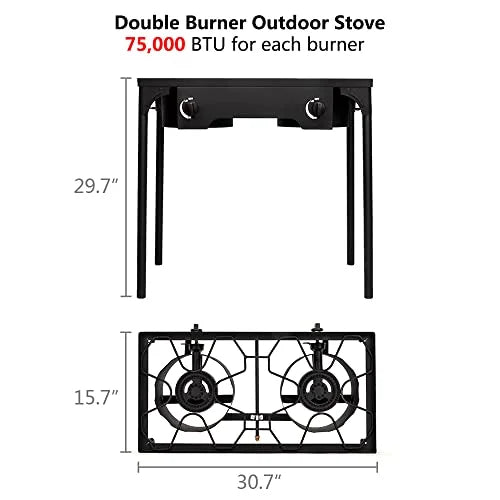 Knobs BBQ, with Gas Backyard Cooker Cooking, Stove and 150,000 Cooking, for Removable 2 Legs, Outdoor Control BTU Frying Outvita for Burner Temperature Baking Propane Camping