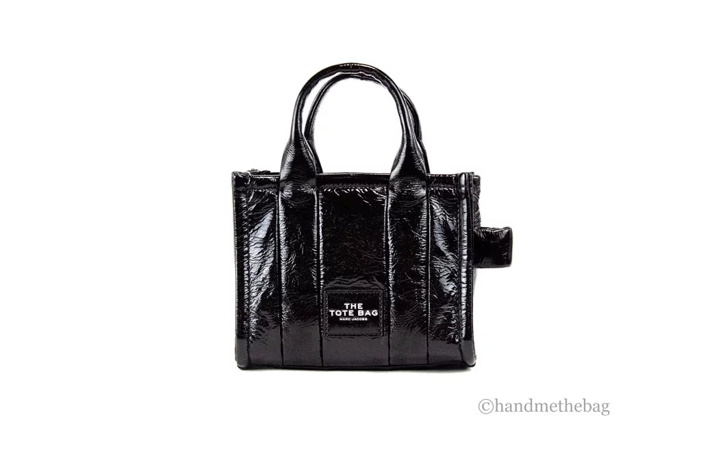 Tote Shiny Marc Bag The Micro Leather Crossbody Handbag Black Jacobs Crinkle