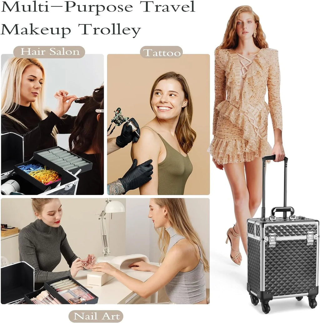 Large Case Makeup Rolling Organizer Makeup Trolley Joligrace Box Cosmetic