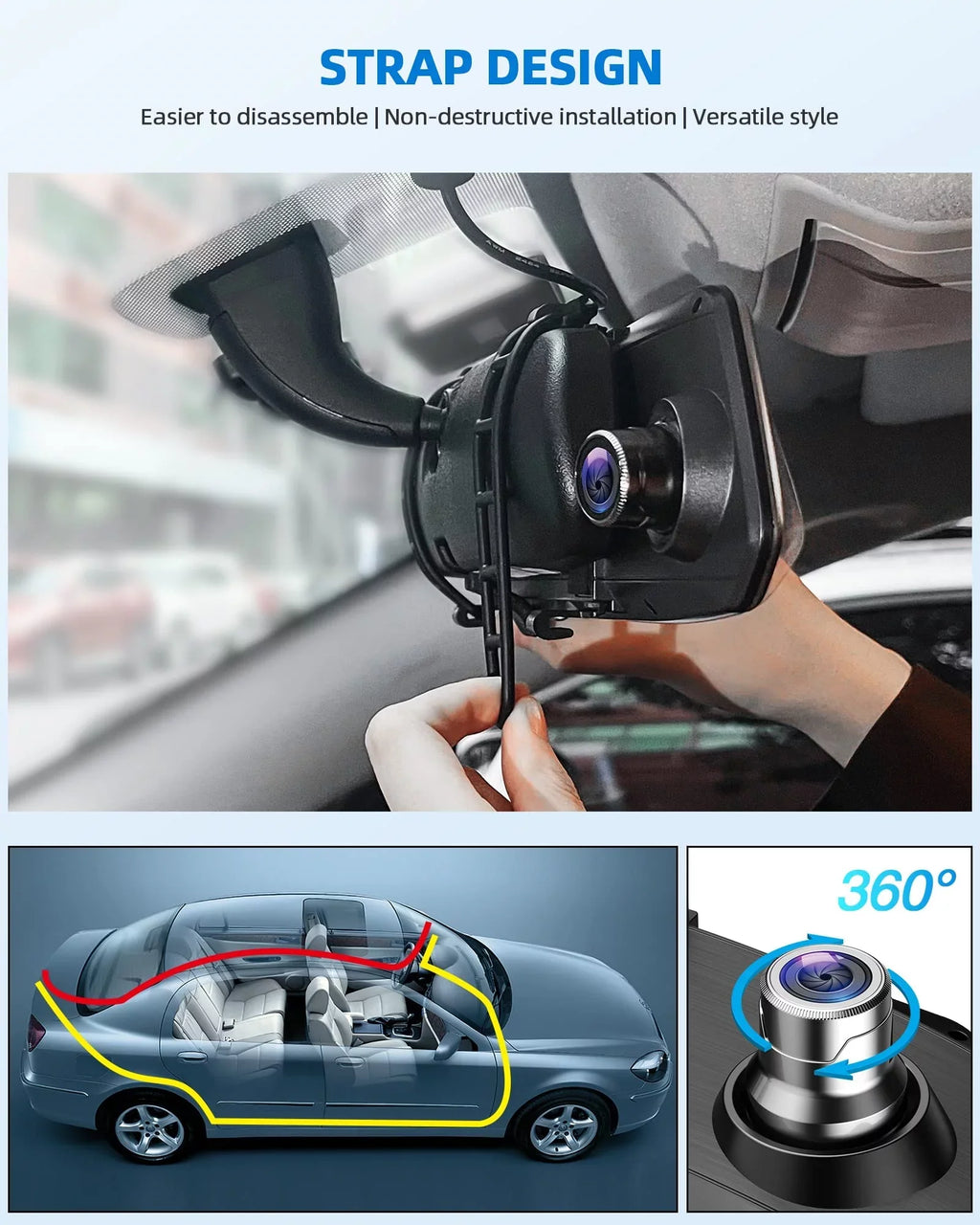 Dash Mirror Motion Camera G-Sensor Infrared Dual Touch Cam TOGUARD 7" and Dash 1080P Detection, Front Night Rear, Screen, IPS Vision,