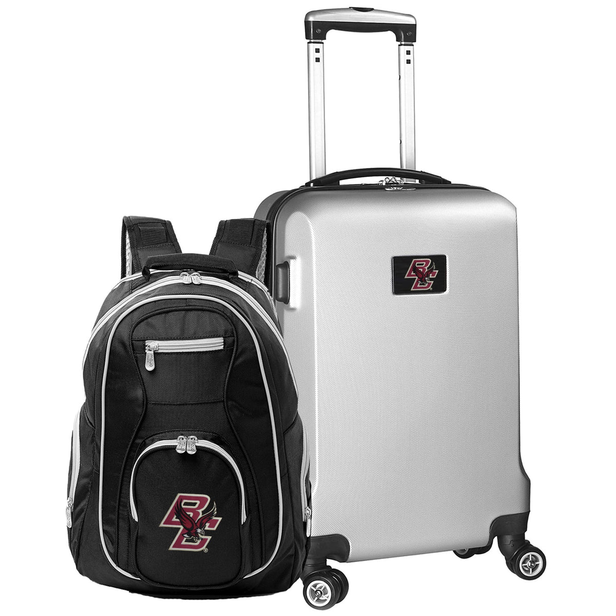 2-Piece Silver Boston Set Carry-On and Eagles - College Deluxe Backpack