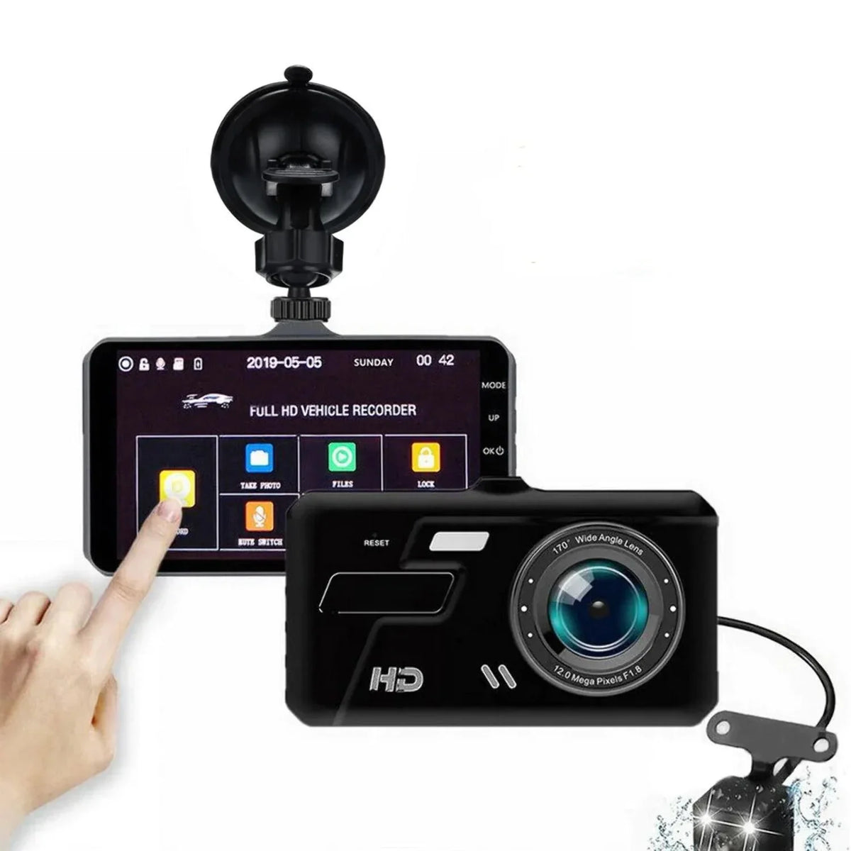 Dash Cam Car 4 Driving DVR Video Recorder LCD Dual Vehicle Lens 1080P Camera
