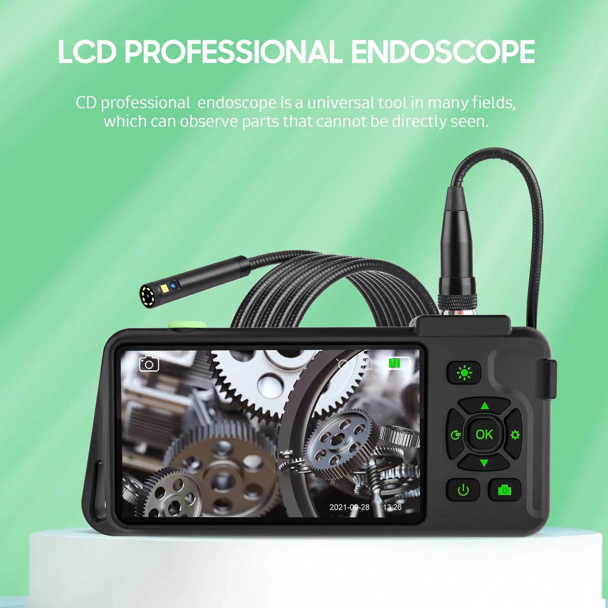Photos Videos with Inspection Borescope 2 Industrial Color for 4.5-inch Display IPS Pixels 8 with with Docooler TF IP67 Waterproof 1080P Maintenance Million Slot Snake