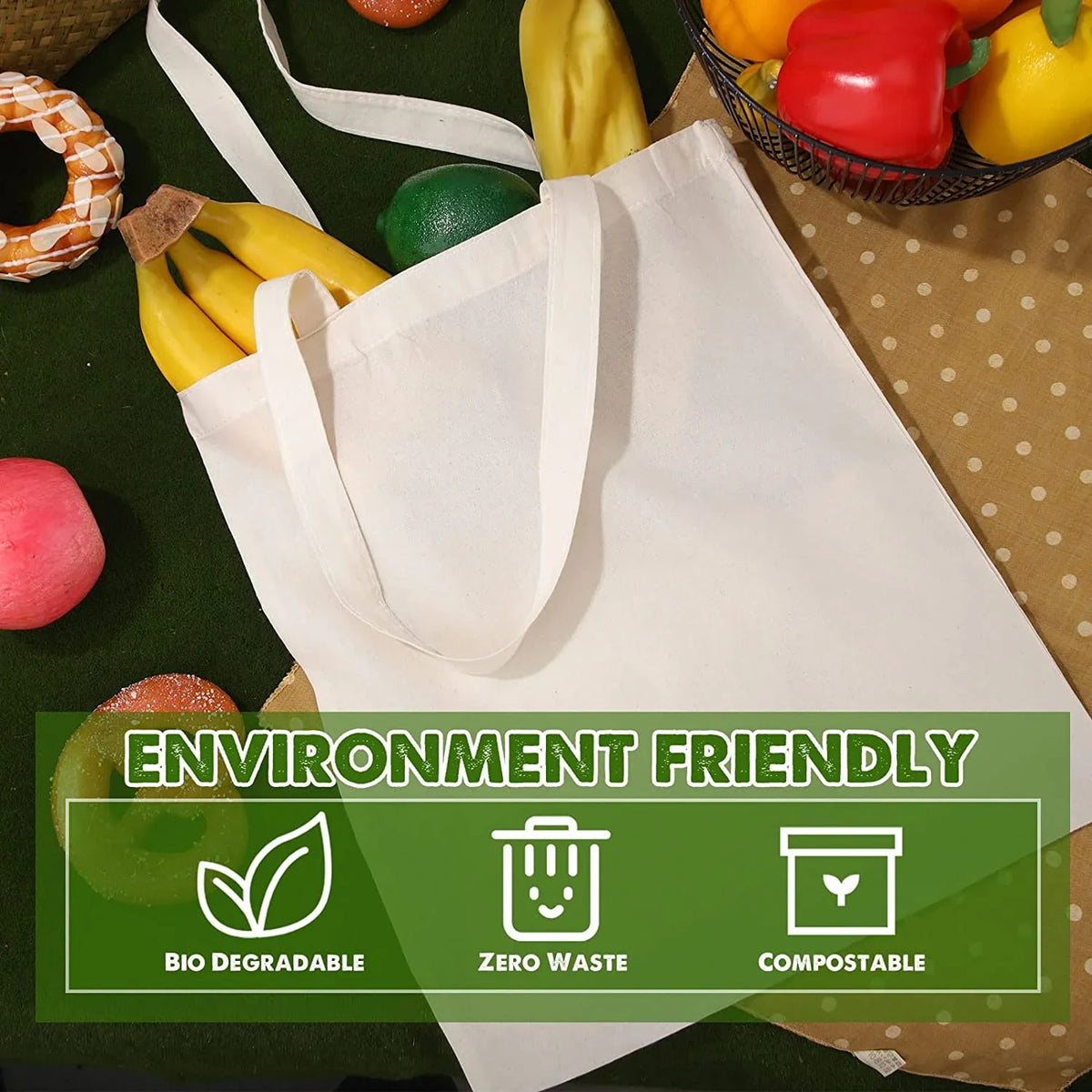 Pack Bag 36 x Blank with DIY 13 Lightweight Reusable Canvas Grocery Crafts Cloth 15 Bag Inch Shopping for Bulk Advertising Activity for Gift Handles Tote Cotton Women Bag Christmas